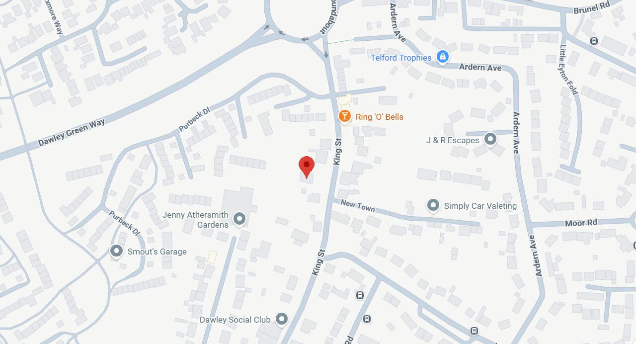 Map showing 82 King Street, Dawley, Telford